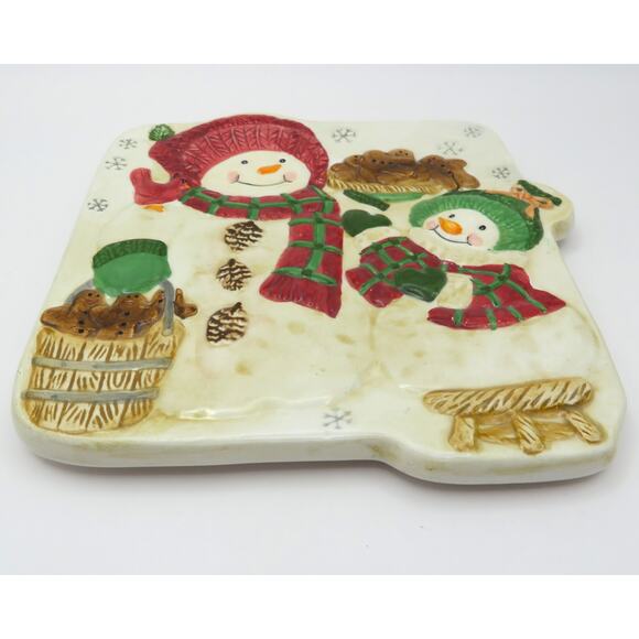 BICO Snowman Ceramic Trivet Holiday Kitchen Decor Gingerbread Cookie Design 6” - Picture 4 of 10